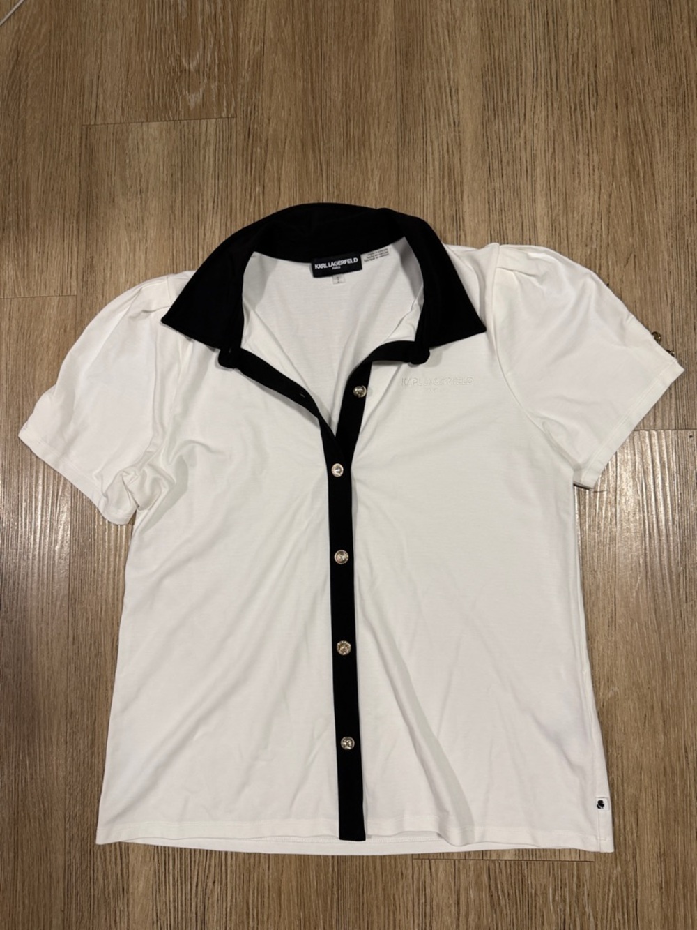 Karl Lagerfeld White t-shirt Black Collar and Placket m